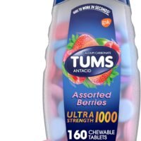 TUMS Ultra Strength Chewable Antacid Tablets for Heartburn Relief and Acid Indigestion Relief, Assorted Berries - 160 Count