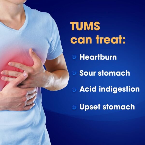TUMS Ultra Strength Chewable Antacid Tablets for Heartburn Relief and Acid Indigestion Relief, Assorted Berries - 160 Count - Image 6