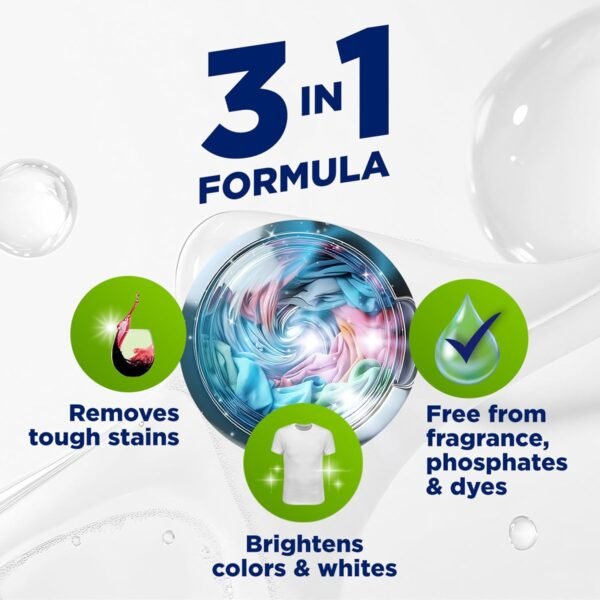 OxiClean Triple Action Free Versatile Stain Remover Powder, Use with Detergent, No Fragrance, No Dyes, No Phosphates, No Chlorine, Removes Stains, Brightens Colors and Whites, 4 lbs - Image 5