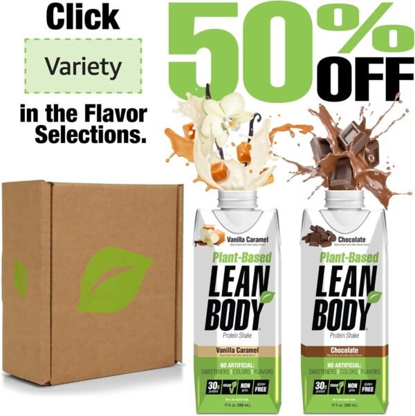 Lean Body Ready-to-Drink, Plant-Based Vegan Taster Pack, 30g Protein, No Artificial Flavors, Sweeteners or Colors, Non GMO, Gluten Free, Premium Pea & Rice Blend (Pack of 2) - Image 5